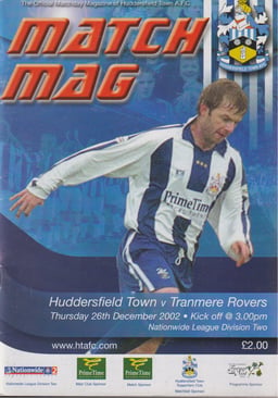 Huddersfield Town v Tranmere Rovers Match Programme 2002-12-26